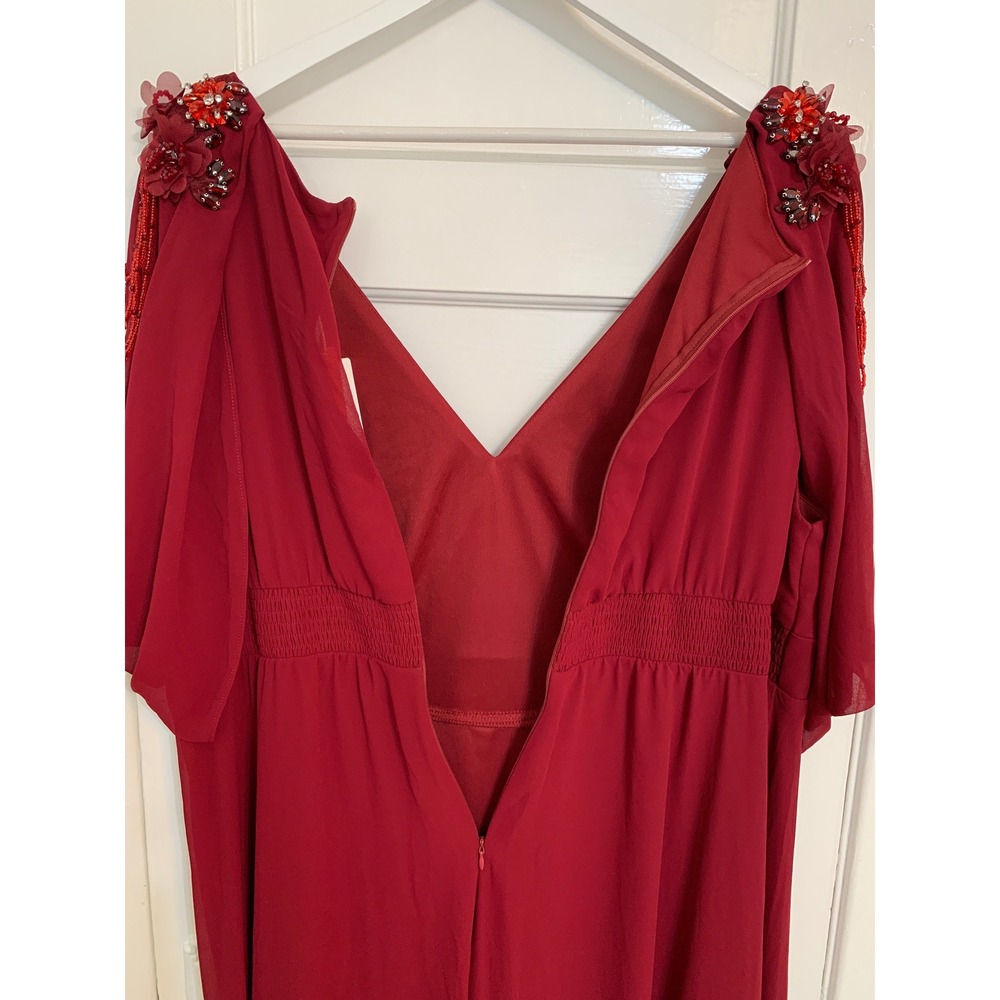 Ever Pretty Merlot A-Line Flowy Floral Beaded Chiffon Formal Dress NWT / 22 - Picture 15 of 16